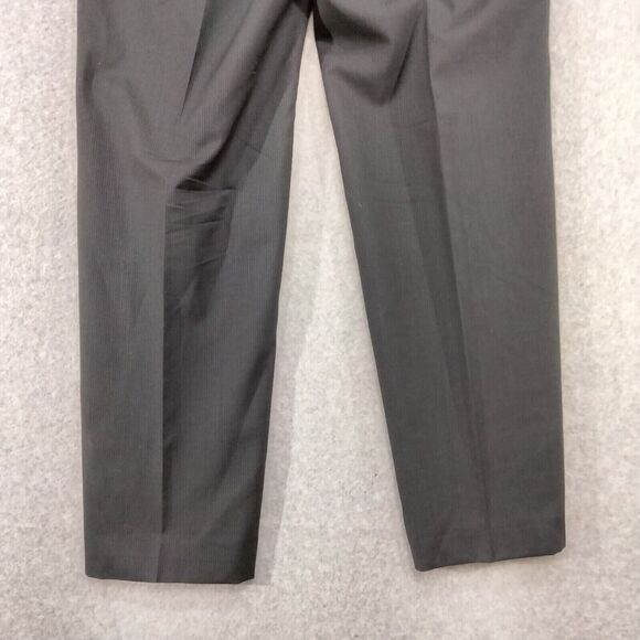 Boss Hugo Boss Dress Pants Mens 40 x 27 Black Striped Pleated Straight Leg - Picture 9 of 11